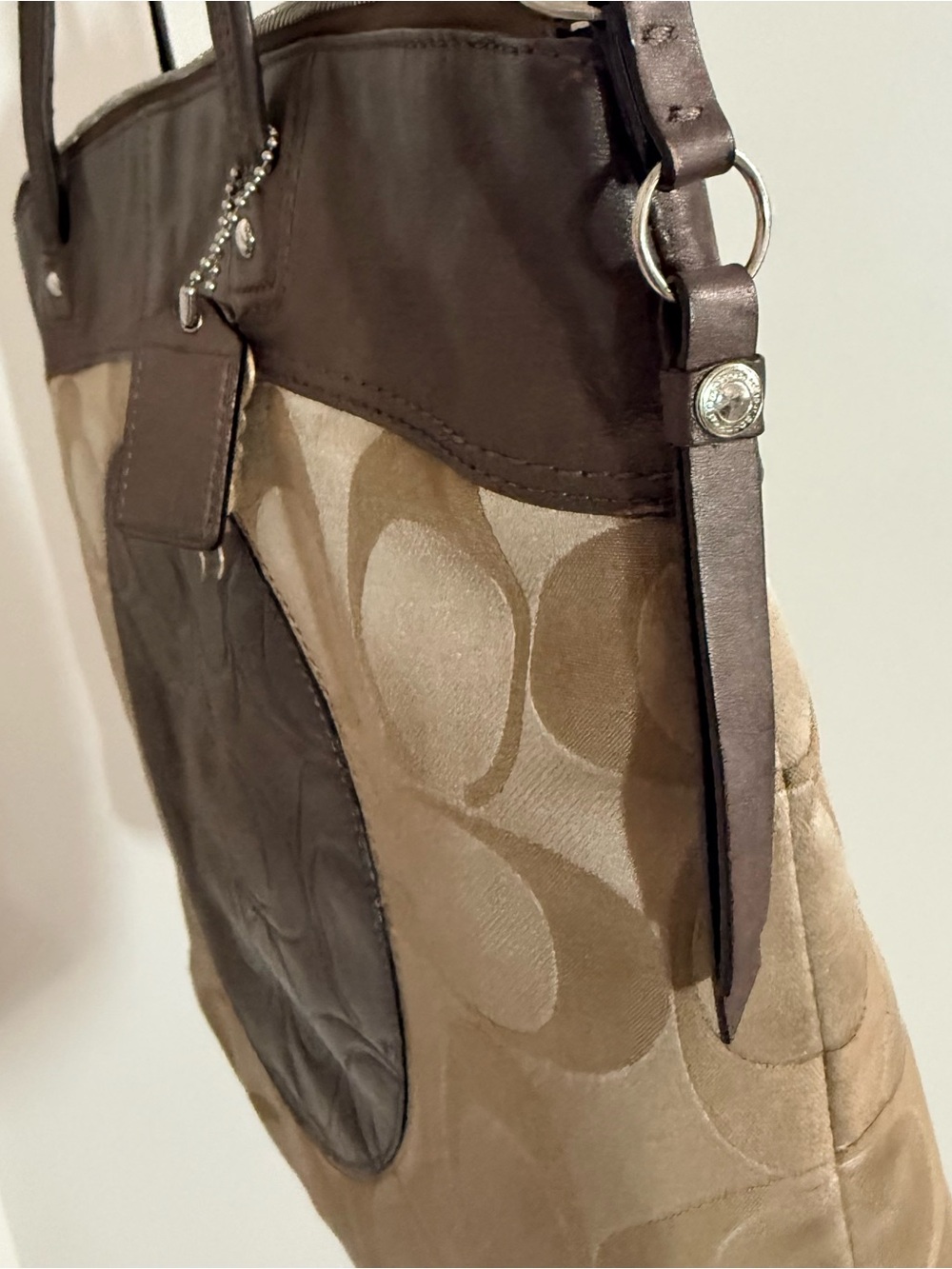 Coach Tan and Brown Signature Tote with Leather Trim - Picture 11 of 11